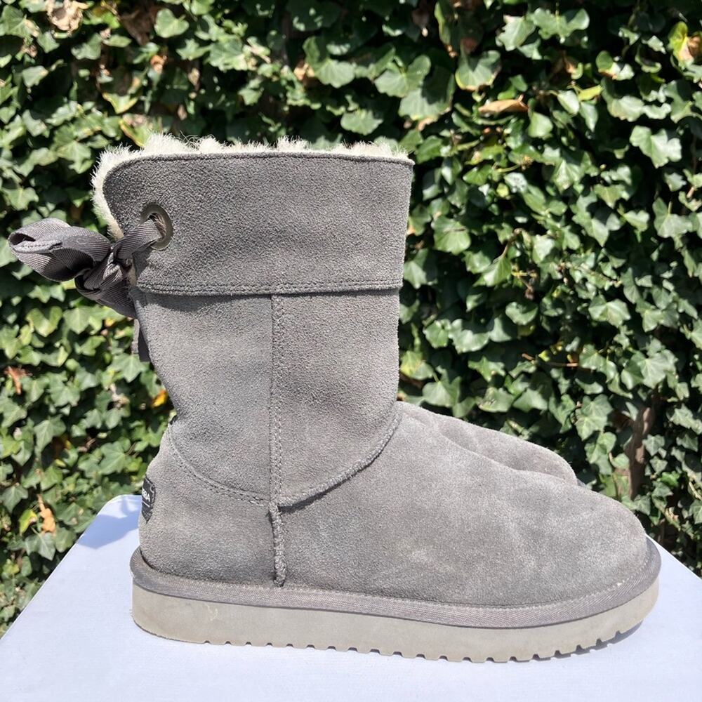 Koolaburra by Ugg kids Andrah short boot gray warm winter suede‎ sheepskin